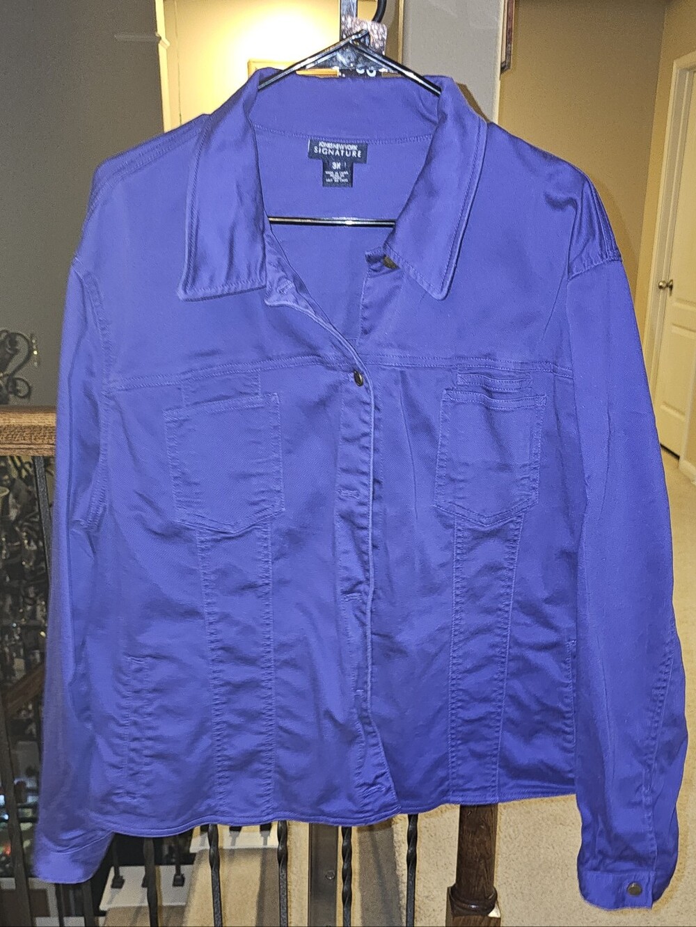 Jones New York Signature Women’s Casual Button-Front Jacket in Vibrant Purple